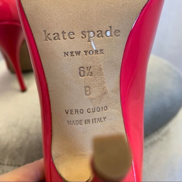 KATE Spade liquorice lipstick pink patent leather high heel pumps Sz 6.5🇨🇦 - Picture 9 of 10